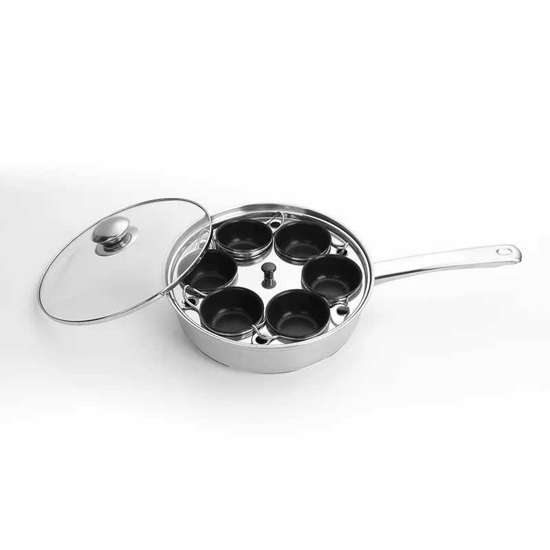 Ovo poacher pan aço inoxidável fogão de ovo escalfado perfeito fabricante de ovos cozidos placa de indução ovo steamer frigideira