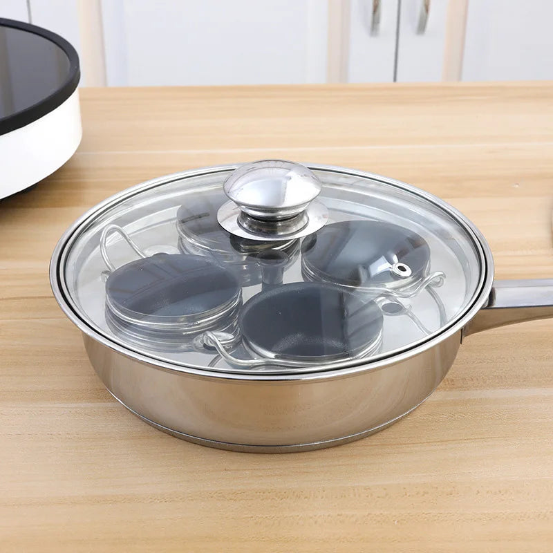 Ovo poacher pan aço inoxidável fogão de ovo escalfado perfeito fabricante de ovos cozidos placa de indução ovo steamer frigideira