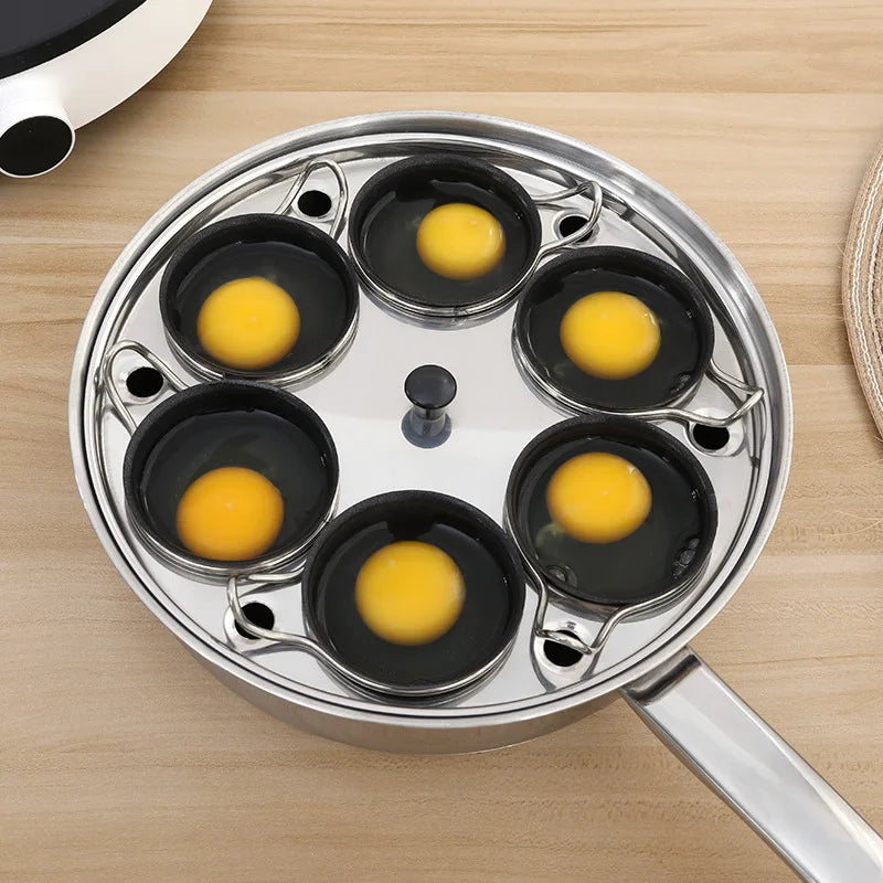 Ovo poacher pan aço inoxidável fogão de ovo escalfado perfeito fabricante de ovos cozidos placa de indução ovo steamer frigideira