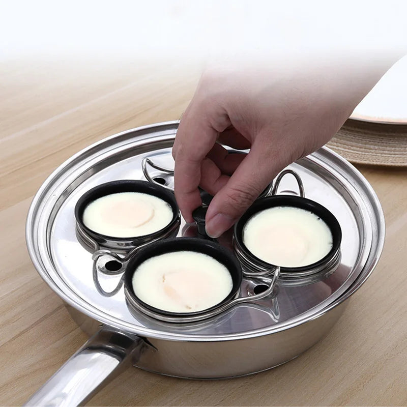 Ovo poacher pan aço inoxidável fogão de ovo escalfado perfeito fabricante de ovos cozidos placa de indução ovo steamer frigideira
