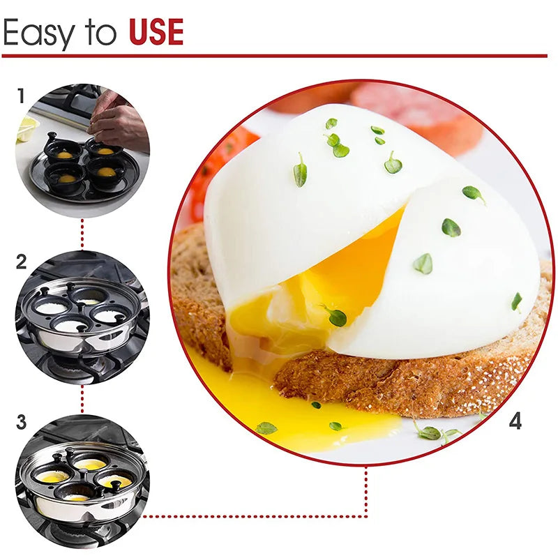 Ovo poacher pan aço inoxidável fogão de ovo escalfado perfeito fabricante de ovos cozidos placa de indução ovo steamer frigideira