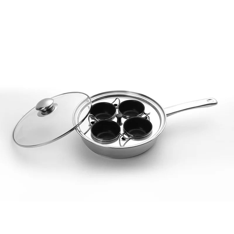 Ovo poacher pan aço inoxidável fogão de ovo escalfado perfeito fabricante de ovos cozidos placa de indução ovo steamer frigideira
