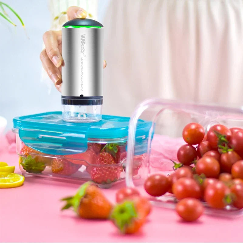 Saco De Armazenamento De Alimentos A Vácuo Reutilizável, Selador De Vácuo De Alimentos, Sous Vide Bags, USB Recarregável, Bomba de ar a vácuo portátil