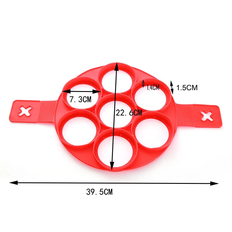 Molde de panqueca de silicone com 7 buracos, molde antiaderente para cozimento, moldes para ovos fritos para família, utensílios de cozinha