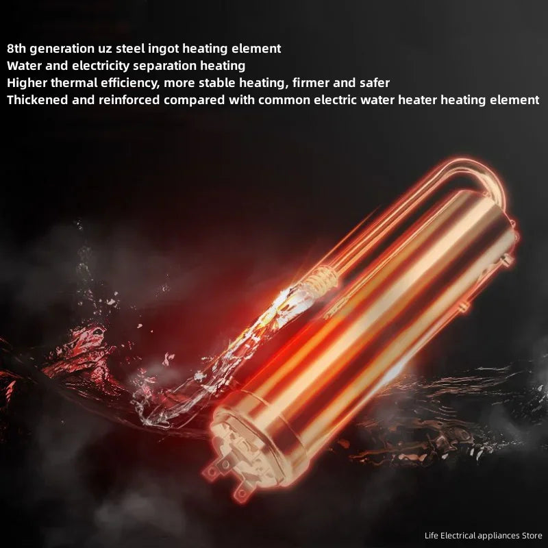 Aquecedor de água elétrico inteligente Aquecedor de água sem tanque Máquina de banho quente rápido doméstico Apartamento hotel banheiro chuveiro quente Display led inglês Regulação de potência de três engrenagens