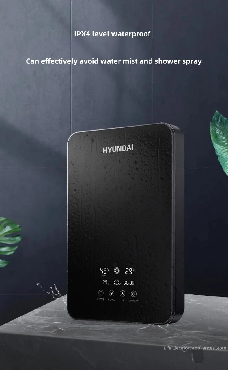 Aquecedor de água elétrico inteligente Aquecedor de água sem tanque Máquina de banho quente rápido doméstico Apartamento hotel banheiro chuveiro quente Display led inglês Regulação de potência de três engrenagens