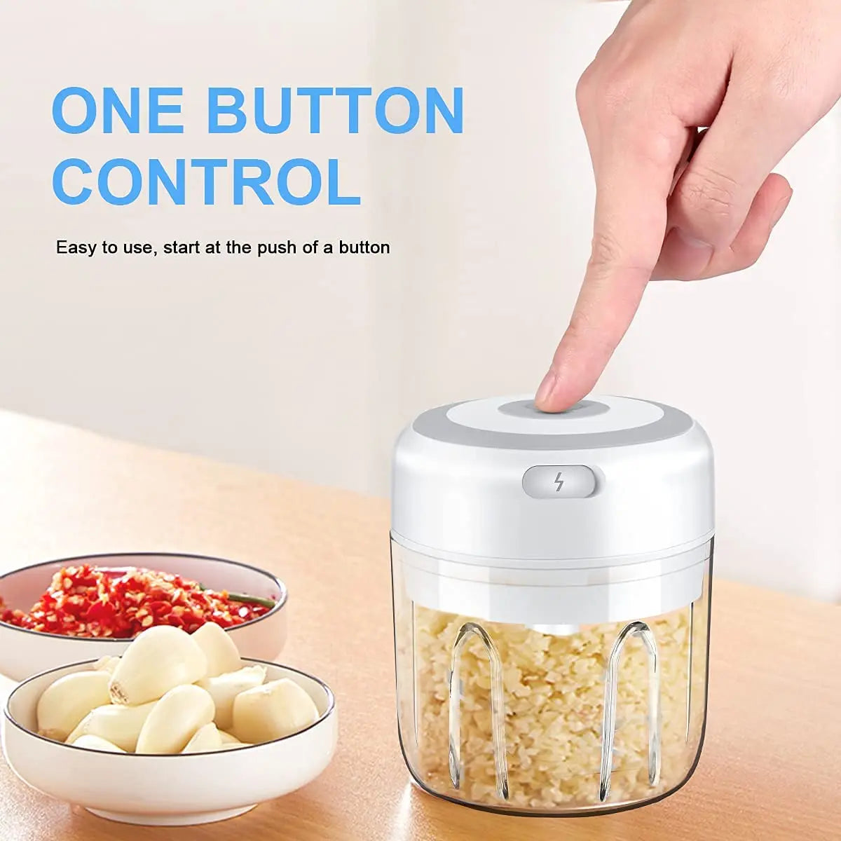 Processador de alimentos USB elétrico portátil, Alho Masher, Triturador Chopper, Gadgets de cozinha, 100 ml, 250ml