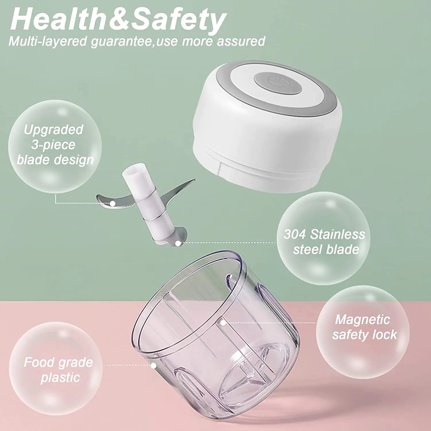 Processador de alimentos USB elétrico portátil, Alho Masher, Triturador Chopper, Gadgets de cozinha, 100 ml, 250ml