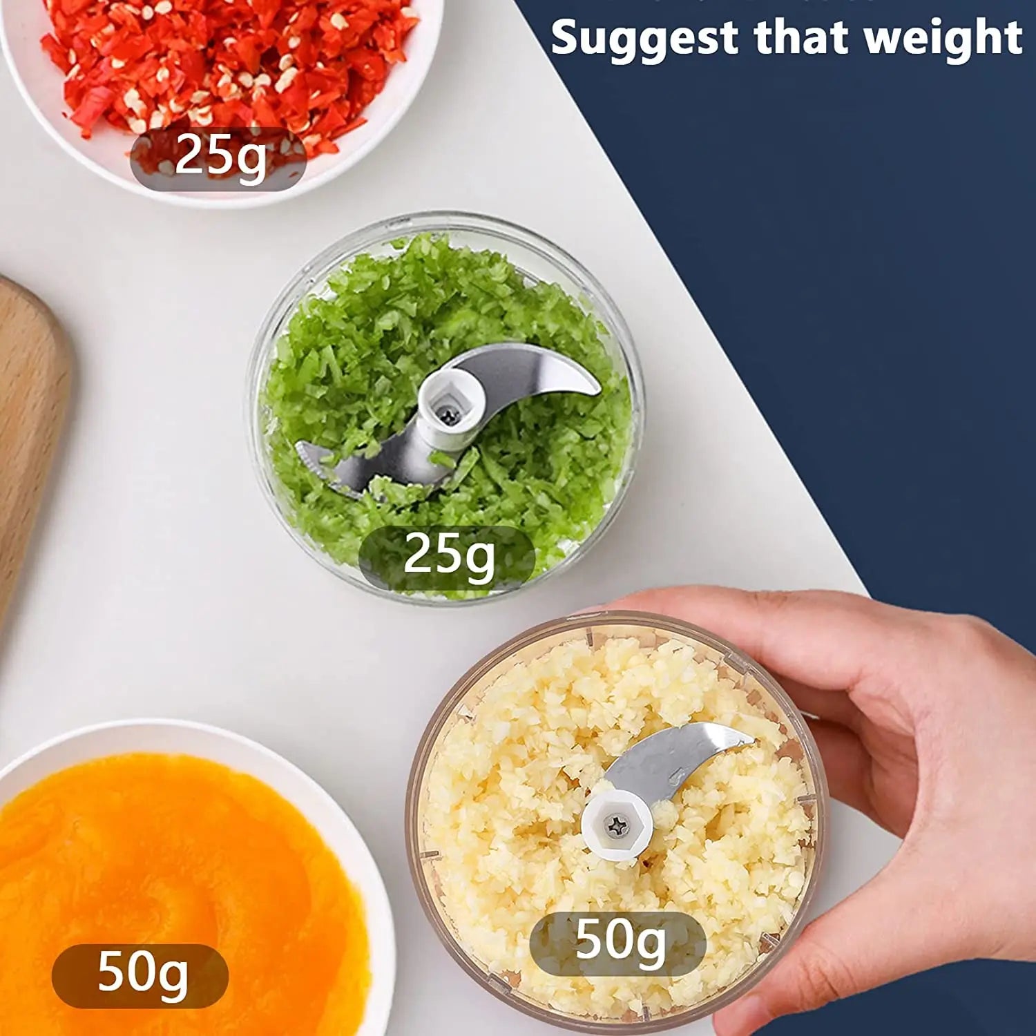 Processador de alimentos USB elétrico portátil, Alho Masher, Triturador Chopper, Gadgets de cozinha, 100 ml, 250ml