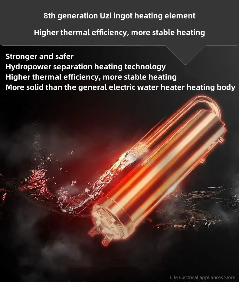 Aquecedor de água elétrico inteligente Aquecedor de água sem tanque Máquina de banho quente rápido doméstico Apartamento hotel banheiro chuveiro quente Display led inglês Regulação de potência de três engrenagens